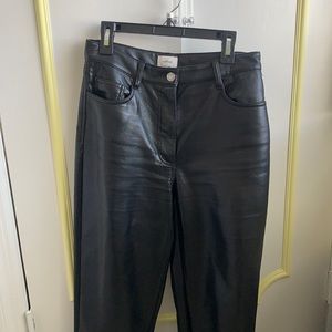 Aritzia Melina Black Leather Pants Trouser Size 2 Regular Length